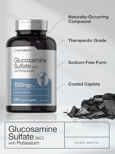 Horbäach Glucosamina Sulfato 1500mg | 240 Tabletas | 2KCI con Potasio | Suplemento No OGM y Libre de Gluten - imagen 3