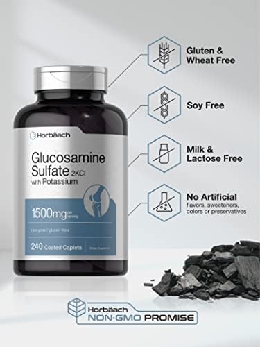Horbäach Glucosamina Sulfato 1500mg | 240 Tabletas | 2KCI con Potasio | Suplemento No OGM y Libre de Gluten - imagen 4