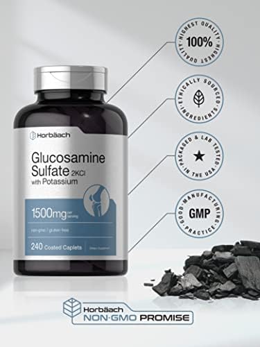 Horbäach Glucosamina Sulfato 1500mg | 240 Tabletas | 2KCI con Potasio | Suplemento No OGM y Libre de Gluten - imagen 5