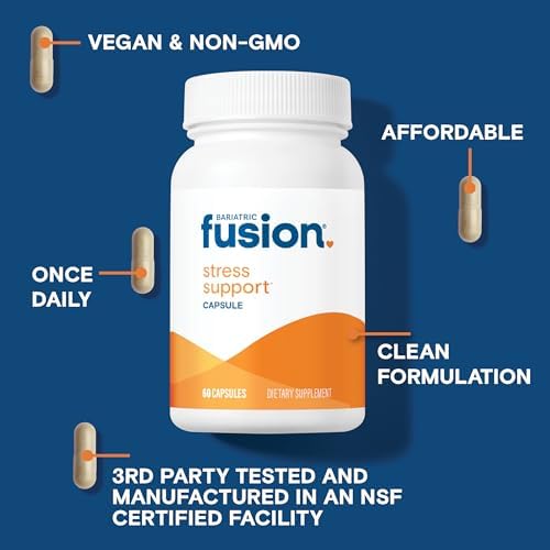 Suplemento Vegano Bariatric Fusion para el Estrés con Magnesio y Ashwagandha | Vitamina Diaria para Hombres y Mujeres | Libre de Gluten, Lácteos y - imagen 3