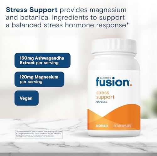 Suplemento Vegano Bariatric Fusion para el Estrés con Magnesio y Ashwagandha | Vitamina Diaria para Hombres y Mujeres | Libre de Gluten, Lácteos y - imagen 5
