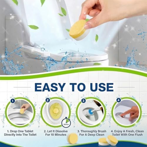 Tabletas Limpiadoras para Inodoro Maebho – Paquete de 24 | Eliminación Potente de Manchas, Seguras para Fosas Sépticas, Aroma a Limón | Sin Químicos - imagen 6