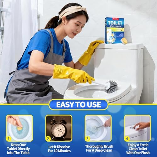 Tabletas Limpiadoras para Inodoro Maebho – Paquete de 24 | Eliminación Potente de Manchas, Seguras para Fosas Sépticas, Aroma a Limón | Sin Químicos - imagen 8