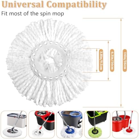 Cabezal de Repuesto para Mop Giratorio NICEMOVIC 6 Piezas, Tamaño Estándar, Forma Redonda, Microfibra Lavable a Máquina y Fácil de Limpiar - imagen 3