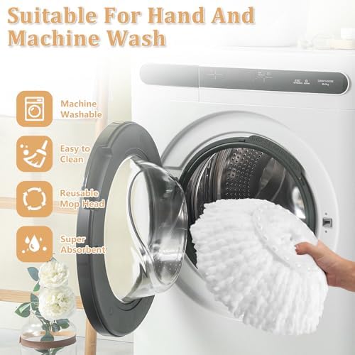 Cabezal de Repuesto para Mop Giratorio NICEMOVIC 6 Piezas, Tamaño Estándar, Forma Redonda, Microfibra Lavable a Máquina y Fácil de Limpiar - imagen 7