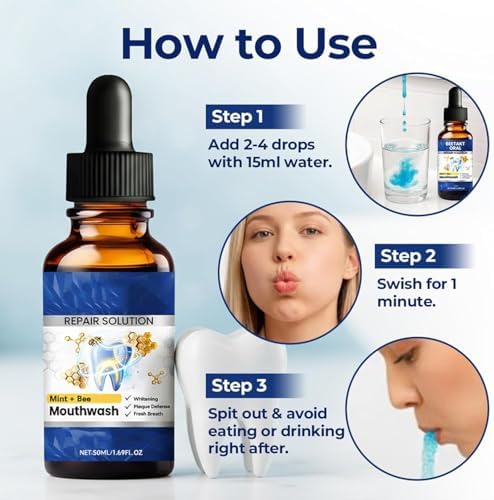 Solución Oral Beerakt de 2 Piezas, Enjuague Bucal Sabor Menta, Mejora la Higiene Oral y Proporciona Aliento Fresco Duradero, Cuidado Bucal Diario - imagen 5