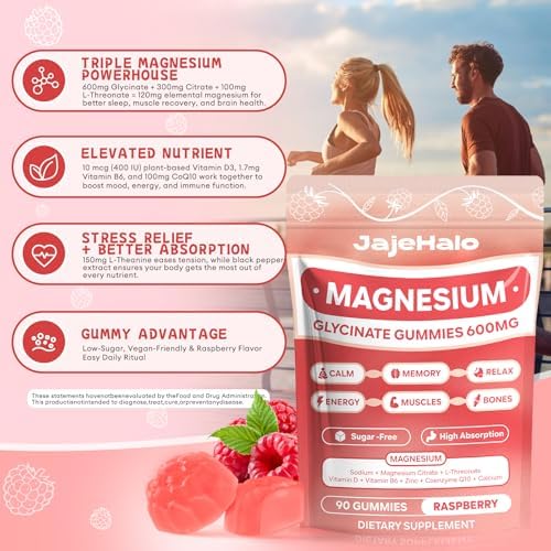Gomitas de Magnesio Glicinato 400mg de Alta Absorción con Citrato, L-Treonato 600mg, CoQ10, Vitamina D3 y B6 - Sin Azúcar, 90 piezas - imagen 5