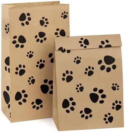 Bolsas de Papel BagDream para Almuerzo 6LB 100 Piezas, Bolsas Kraft con Huellas de Perro, 6x3.54x11 Pulgadas - imagen 1