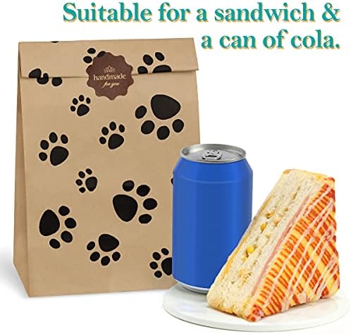 Bolsas de Papel BagDream para Almuerzo 6LB 100 Piezas, Bolsas Kraft con Huellas de Perro, 6x3.54x11 Pulgadas - imagen 3