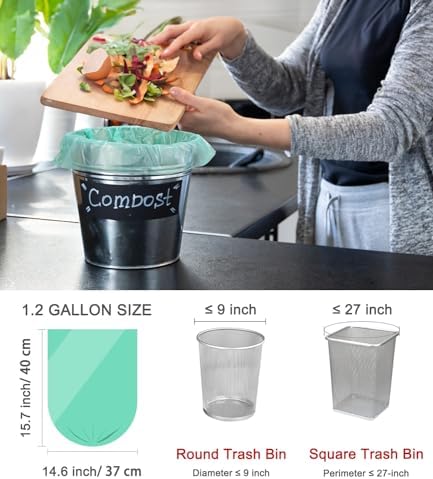 Bolsas de Basura Compostables de 1.2 Galones, 150 Piezas, Bolsas Biodegradables AYOTEE para Basura Pequeña de 1-2 Galones y 4-8 Litros - imagen 5