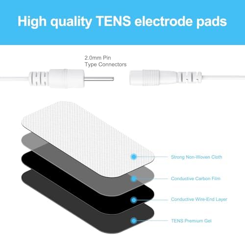 Electrodos para Unidad TENS con Estuche, 32 PZS de 2 y 2x4 Repuestos Autoadhesivos para Electroterapia, Compatibles con AUVON TENS, TENS 7000, - imagen 6