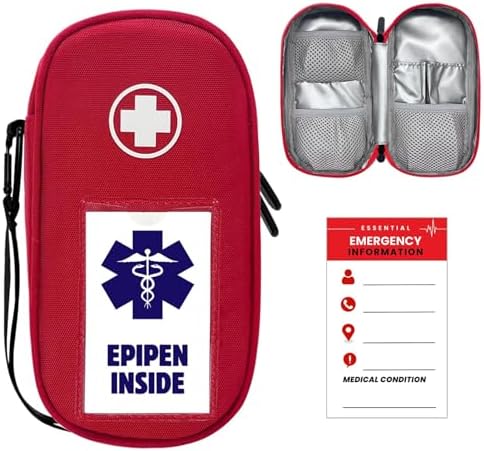 Funda Aislante para EpiPen, Bolsa Médica de Emergencia con Mosquetón para 2 EpiPens, Inhalador, Auvi-Q, Antihistamínicos, Medicamentos para Alergias, - imagen 1