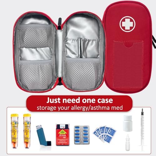 Funda Aislante para EpiPen, Bolsa Médica de Emergencia con Mosquetón para 2 EpiPens, Inhalador, Auvi-Q, Antihistamínicos, Medicamentos para Alergias, - imagen 7