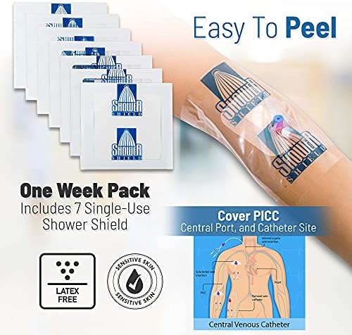 Cubierta para Catéter de Ducha – 7 x 7 Pulgadas, Suministro para 1 Semana – Funda para Puerto de Diálisis, Previene Daños por Agua, Mantiene Heridas - imagen 2