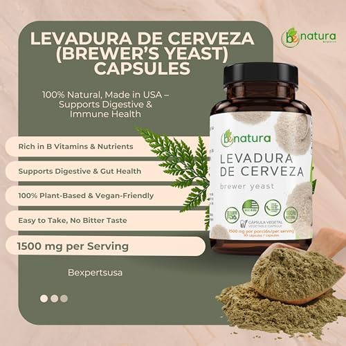 Levadura de Cerveza en Cápsulas – 1500 mg por Porción, 90 Cápsulas Veganas – 100% Natural, Hecho en EE.UU. – Superalimento Rico en Nutrientes para - imagen 8