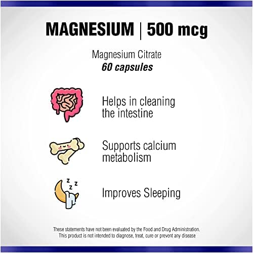 Citrato de Magnesio 500mg 60 Cápsulas de Natural Systems - Suplemento Natural para Calmar Músculos y Aliviar el Estrés - Ideal para el Estreñimiento - imagen 3