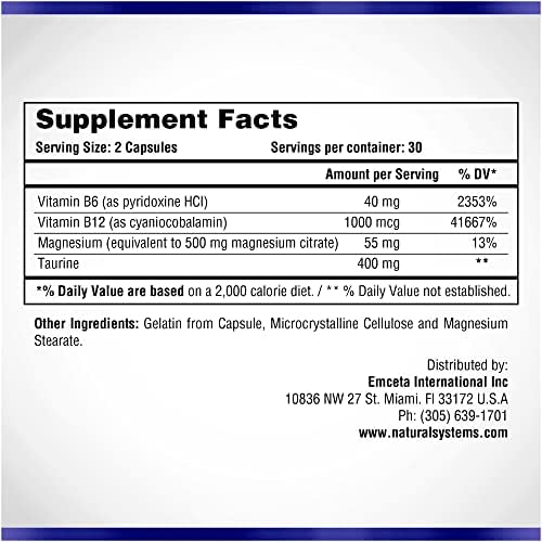 Citrato de Magnesio 500mg 60 Cápsulas de Natural Systems - Suplemento Natural para Calmar Músculos y Aliviar el Estrés - Ideal para el Estreñimiento - imagen 8