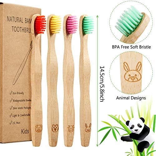 Cepillos de Dientes de Bambú para Niños Boao, 16 Piezas, Cerdas Suaves, Diseño Ergonómico de Animales y Mangos Coloridos - imagen 2