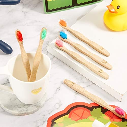 Cepillos de Dientes de Bambú para Niños Boao, 16 Piezas, Cerdas Suaves, Diseño Ergonómico de Animales y Mangos Coloridos - imagen 4