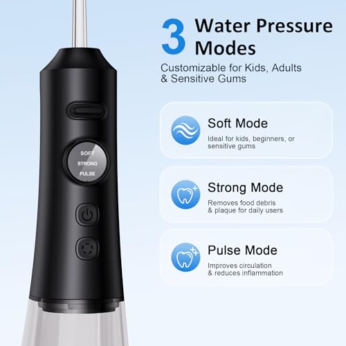 Hilo Dental de Agua – Irrigador Oral Inalámbrico de 300ML con 6 Puntas Intercambiables, 3 Modos, Recargable y Portátil, Ideal para Brackets y Encías - imagen 3