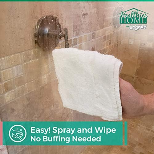 CHOMP! Repelente de Agua para Puertas de Ducha: 6 en 1 Previene Manchas de Agua Dura para Vidrio, Fibra de Vidrio, Azulejos y Más - 32 oz. - imagen 4