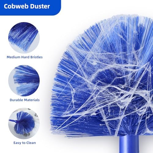 Duster de Microfibra para Ventiladores de Techo Alto, Extensible de 15-82 Pulgadas, Kit Reutilizable con 3 Cabezas para Limpiar Persianas, Puertas y - imagen 4