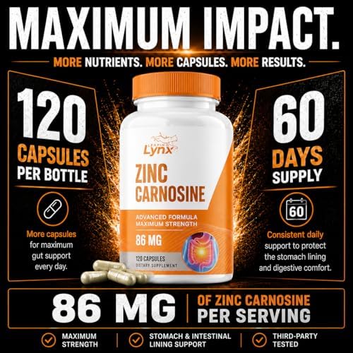 Zinc Carnosina 86 mg – Complejo Clínicamente Estudiado de Zinc + L-Carnosina para el Soporte del Estómago | 120 Cápsulas (Suministro de 60 Días) | - imagen 2