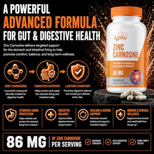 Zinc Carnosina 86 mg – Complejo Clínicamente Estudiado de Zinc + L-Carnosina para el Soporte del Estómago | 120 Cápsulas (Suministro de 60 Días) | - imagen 5