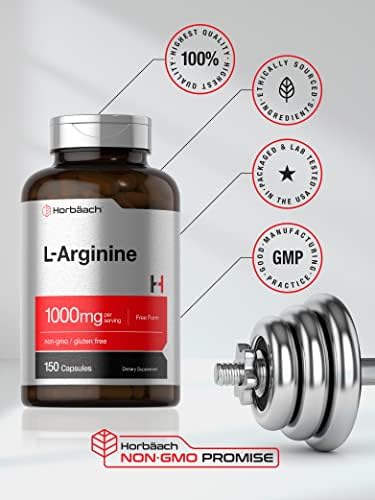 Horbäach L-Arginina 1000mg | 150 Cápsulas | Suplemento Dietético Libre de GMO y Gluten - imagen 5