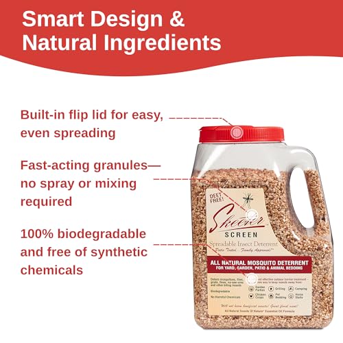 Scent Shop Skeeter Screen 90600 Repelente Exterior Espolvoreable – 64 oz de Gránulos – Sin DEET, Biodegradable – Fórmula de Aceite Esencial – Para - imagen 4