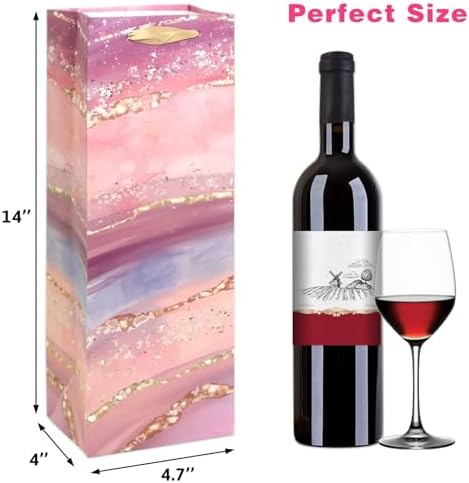 Set de 12 Bolsas de Papel para Botellas de Vino Ceiba con Asas, Reutilizables, Mármol y Foil Dorado, para Bodas y Fiestas - imagen 2