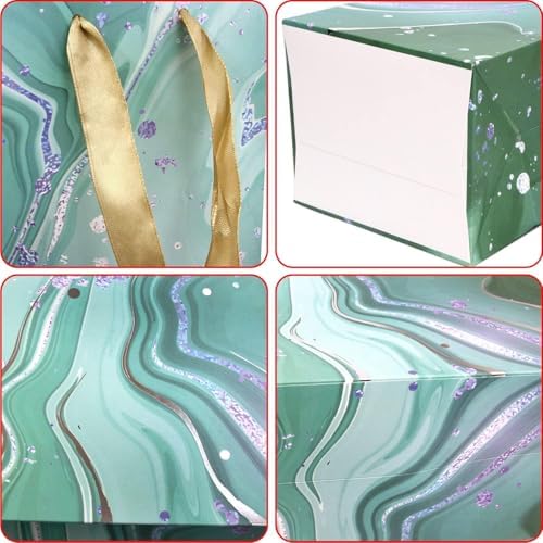 Set de 12 Bolsas de Papel para Botellas de Vino Ceiba con Asas, Reutilizables, Mármol y Foil Dorado, para Bodas y Fiestas - imagen 3