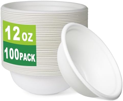 Tazones Compostables GreenWorks de 12 OZ, 100 piezas, de Bagazo y Fibra de Bambú, Biodegradables - imagen 1