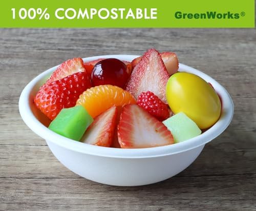 Tazones Compostables GreenWorks de 12 OZ, 100 piezas, de Bagazo y Fibra de Bambú, Biodegradables - imagen 2