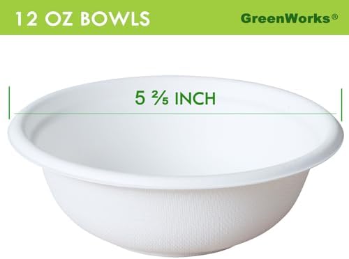 Tazones Compostables GreenWorks de 12 OZ, 100 piezas, de Bagazo y Fibra de Bambú, Biodegradables - imagen 3
