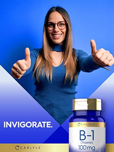 Carlyle B1 Vitamina 100mg | 300 Tabletas | Suplemento Vegano y Sin Gluten para Hombres y Mujeres | Thiamina HCl - imagen 6