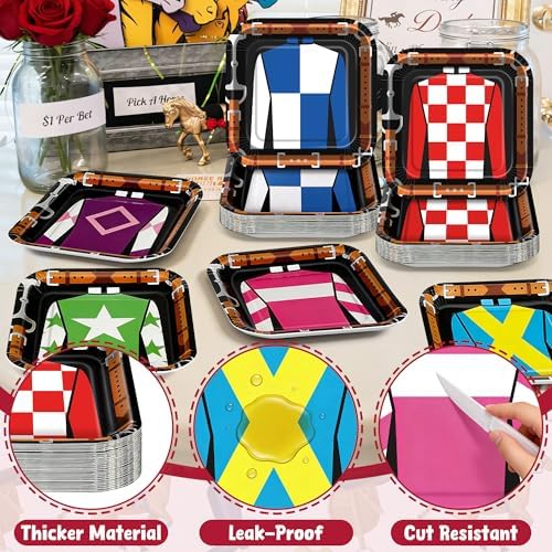 Platos Desechables QZYL de 7 Pulgadas, 50 Pcs, Cuadrados para Fiesta de Derby, Decoración de Mesa para Fiesta Temática de Caballos - imagen 3