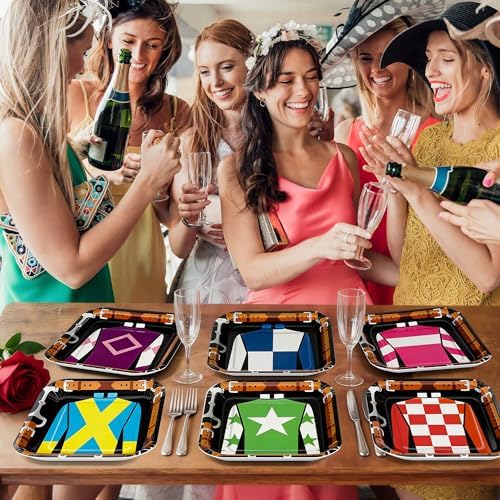 Platos Desechables QZYL de 7 Pulgadas, 50 Pcs, Cuadrados para Fiesta de Derby, Decoración de Mesa para Fiesta Temática de Caballos - imagen 6