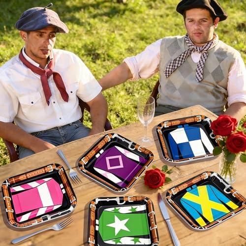Platos Desechables QZYL de 7 Pulgadas, 50 Pcs, Cuadrados para Fiesta de Derby, Decoración de Mesa para Fiesta Temática de Caballos - imagen 7