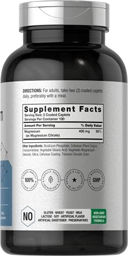 Horbäach Citrato de Magnesio | 400mg | 200 Tabletas | Suplemento Vegetariano, Sin OGM y Libre de Gluten - imagen 2