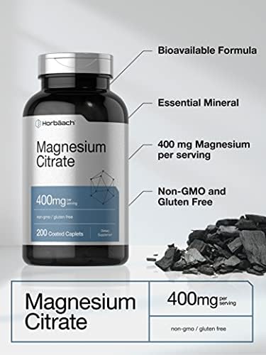Horbäach Citrato de Magnesio | 400mg | 200 Tabletas | Suplemento Vegetariano, Sin OGM y Libre de Gluten - imagen 3