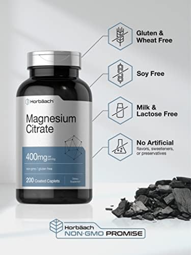 Horbäach Citrato de Magnesio | 400mg | 200 Tabletas | Suplemento Vegetariano, Sin OGM y Libre de Gluten - imagen 4