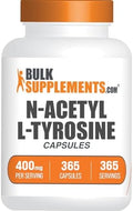 Cápsulas de N-Acetil L-Tirosina de BulkSupplements.com - Suplemento de Tirosina, Aminoácido, Libre de Gluten, 365 Cápsulas - imagen 1
