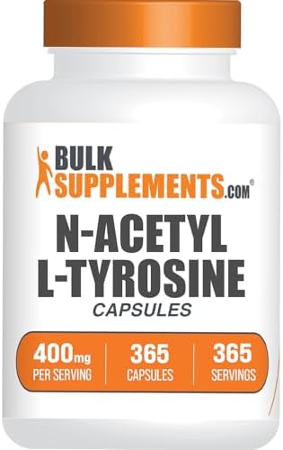 Cápsulas de N-Acetil L-Tirosina de BulkSupplements.com - Suplemento de Tirosina, Aminoácido, Libre de Gluten, 365 Cápsulas - imagen 1