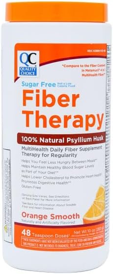 Quality Choice Polvo de Fibra Sin Azúcar de Origen Natural, Fórmula Vegetal, 48 Dosis, Sabor Naranja - imagen 1