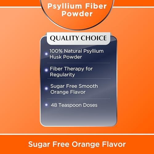 Quality Choice Polvo de Fibra Sin Azúcar de Origen Natural, Fórmula Vegetal, 48 Dosis, Sabor Naranja - imagen 3