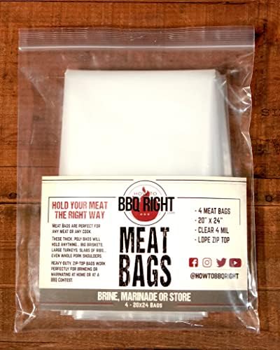 Bolsas para Carne Killer Hogs BBQ | Para Salmuera, Marinar o Almacenar | Extra Gruesas (4 MIL) para Pavo, Pollo, Res y Más | 20 x 24 con Cierre | - imagen 1