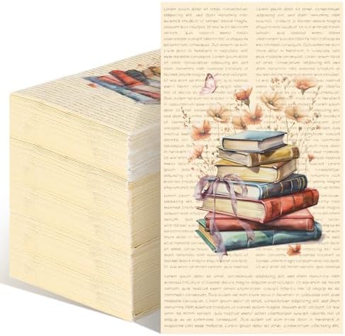 Pajean 100 Pzs Servilletas Vintage para Club de Lectura, Decoración de Fiesta con Tema de Libros, Servilletas de Flores Silvestres para Bodas y - imagen 1