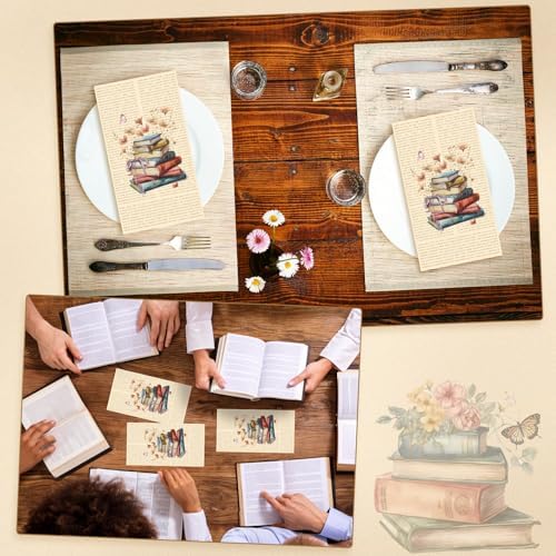 Pajean 100 Pzs Servilletas Vintage para Club de Lectura, Decoración de Fiesta con Tema de Libros, Servilletas de Flores Silvestres para Bodas y - imagen 5