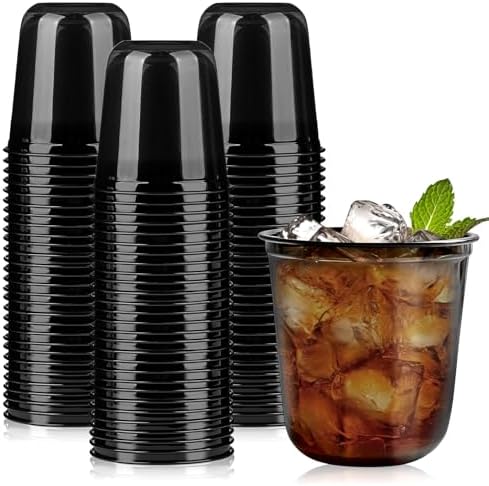 Vasos de Plástico Negro Jycnolm, 50 Pzs, 12 Oz, Copas de Vino Desechables Sin Tallo para Fiestas, Reuniones y Cumpleaños - imagen 1